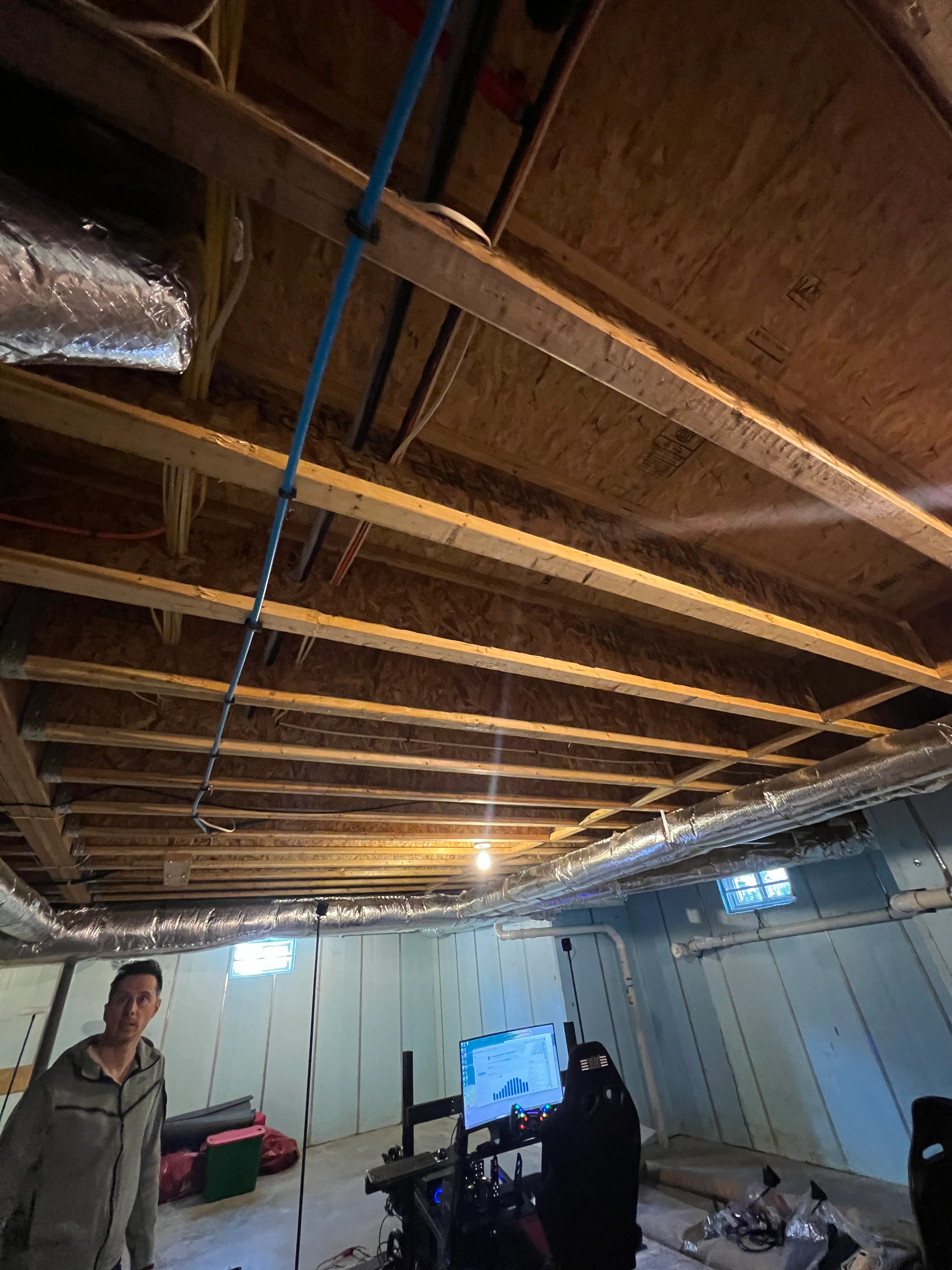 Basement framing in progress